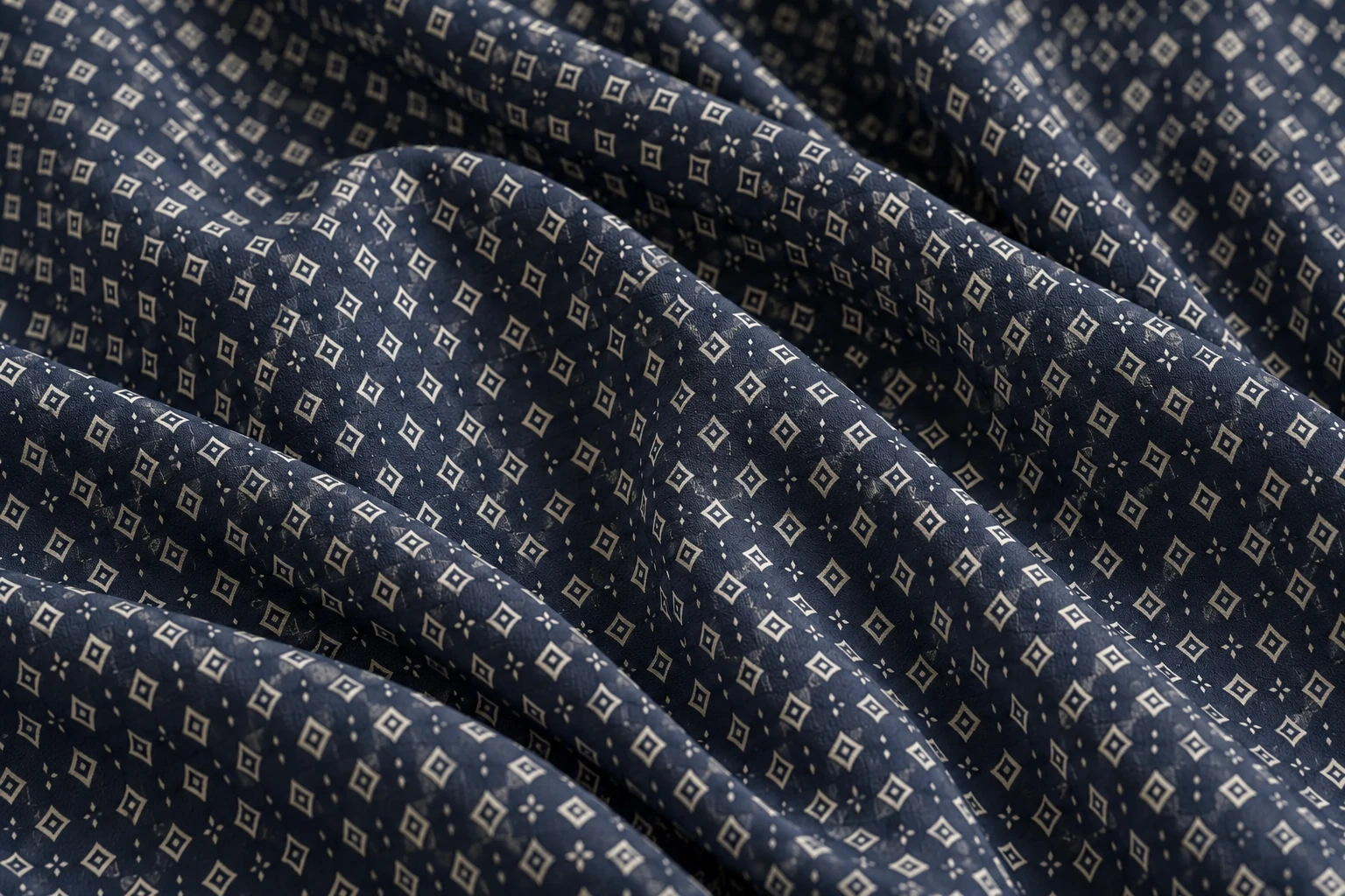 Geometrico navy: dettaglio illustrativo del tessuto